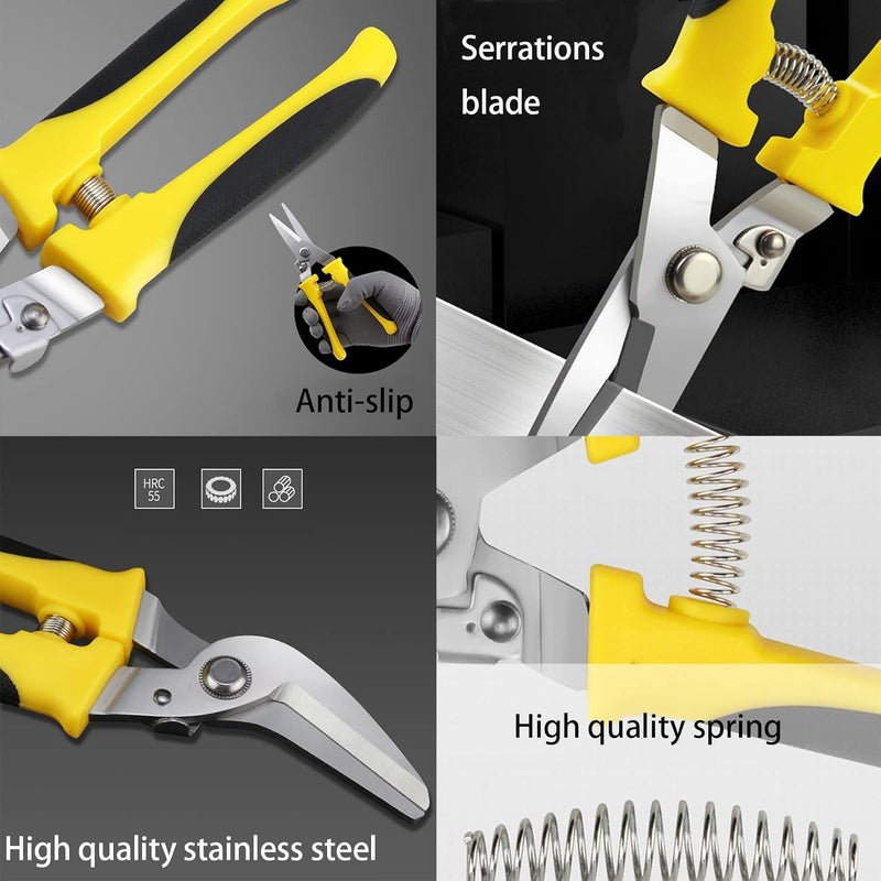 TOOLMAK Aviation Tin Snips 8 Inch Heavy Duty Metal Cutter, Straight Shears with Stainless Steel Blade & Comfort Grips, Multifunction Cutting of Branches, Cable Wires, Thin Iron, Cardboard(Right Hand) - Image 4